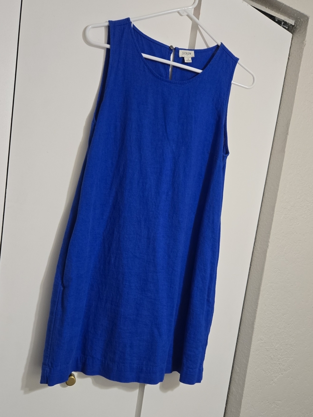 Linen Blend -J. Crew Sleeveless Shift Dress in Bright Blue